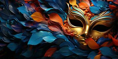 Magnificent Venetian masks. Carnival. Generative AI photo