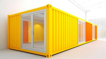 Mobile office buildings or container site office for construction site. Shipping container. Portable house and office cabins,Generative AI illustration photo