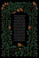 floral, botanical frame around a text box in vintage style vector