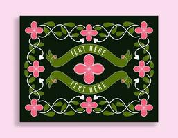 Botanical frame with editable text and ribbons vector