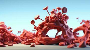 3D illustration mockup of the human organ systems, circulatory, digestive, red and white bloodcells wtih blurred backgroun. Medical education concept, Generative AI illustration photo