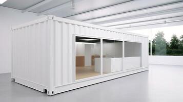 Mobile office buildings or container site office for construction site. Shipping container. Portable house and office cabins, illustration photo