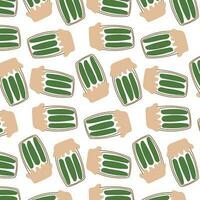 canned jar cucumbers pattern background green vector