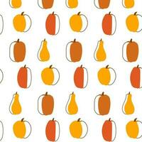 calabaza de colores otoño línea jardín modelo textil vector