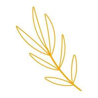 leaf branch line yellow doodle element icon vector
