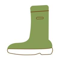 bota caucho verde línea par elementos icono vector