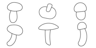 mushrooms autumn forest line doodle set elements vector
