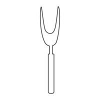 meat fork kitchen cook restaurant line doodle vector