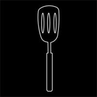 slotted kitchen spatula fry cook line doodle vector