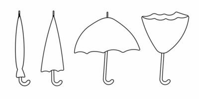 umbrellas line set rain elements weather doodle photo