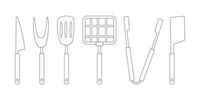 kitchen utensils bbq grill cook line doodle photo