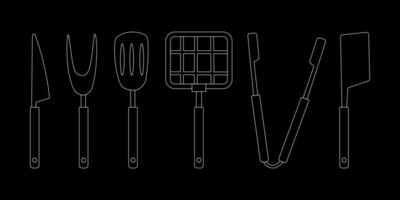 kitchen utensils bbq grill cook line doodle photo