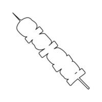 brocheta carne negro línea freír icono garabatear vector
