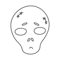 halloween skull line black scary element icon vector