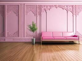 Ai Generative. luxury a pink wall empty room background, home living. Ai generated photo