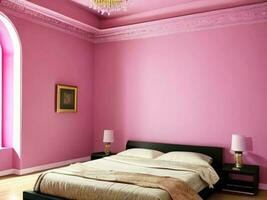 AI Generative. luxury a pink wall empty room background, home living. Ai generated photo