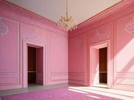 AI Generative. luxury a pink wall empty room background, home living. Ai generated photo