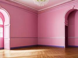 AI Generative. luxury a pink wall empty room background, home living. Ai generated photo