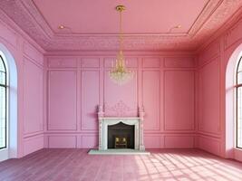 AI Generative. luxury a pink wall empty room background, home living. Ai generated photo