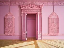 AI Generative. luxury a pink wall empty room background, home living. Ai generated photo