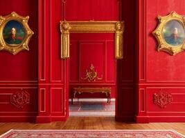 a red wall in empty room background. , photo