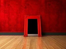 rojo habitación, hogar viviendo, pared. ai generativo foto