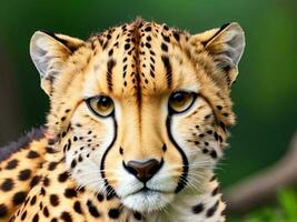 ai generativo un potrait leopardo cerca arriba. ai generado foto