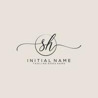 Initial SH feminine logo collections template. handwriting logo of initial signature, wedding, fashion, jewerly, boutique, floral and botanical with creative template for any company or business. vector