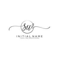 Initial SW feminine logo collections template. handwriting logo of initial signature, wedding, fashion, jewerly, boutique, floral and botanical with creative template for any company or business. vector