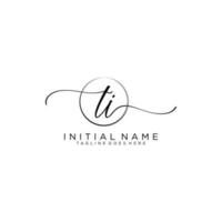 Initial TI feminine logo collections template. handwriting logo of initial signature, wedding, fashion, jewerly, boutique, floral and botanical with creative template for any company or business. vector