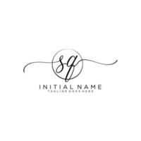 Initial SQ feminine logo collections template. handwriting logo of initial signature, wedding, fashion, jewerly, boutique, floral and botanical with creative template for any company or business. vector