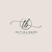 Initial TB feminine logo collections template. handwriting logo of initial signature, wedding, fashion, jewerly, boutique, floral and botanical with creative template for any company or business. vector