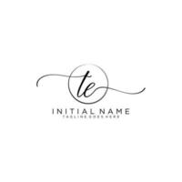 Initial TE feminine logo collections template. handwriting logo of initial signature, wedding, fashion, jewerly, boutique, floral and botanical with creative template for any company or business. vector