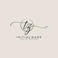 Initial TZ feminine logo collections template. handwriting logo of initial signature, wedding, fashion, jewerly, boutique, floral and botanical with creative template for any company or business. vector
