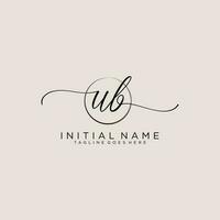 Initial UB feminine logo collections template. handwriting logo of initial signature, wedding, fashion, jewerly, boutique, floral and botanical with creative template for any company or business. vector