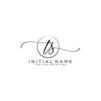 Initial TS feminine logo collections template. handwriting logo of initial signature, wedding, fashion, jewerly, boutique, floral and botanical with creative template for any company or business. vector