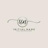 Initial UN feminine logo collections template. handwriting logo of initial signature, wedding, fashion, jewerly, boutique, floral and botanical with creative template for any company or business. vector