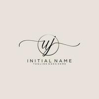 Initial UJ feminine logo collections template. handwriting logo of initial signature, wedding, fashion, jewerly, boutique, floral and botanical with creative template for any company or business. vector