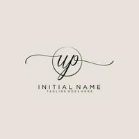 Initial UP feminine logo collections template. handwriting logo of initial signature, wedding, fashion, jewerly, boutique, floral and botanical with creative template for any company or business. vector