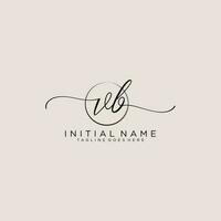 Initial VB feminine logo collections template. handwriting logo of initial signature, wedding, fashion, jewerly, boutique, floral and botanical with creative template for any company or business. vector