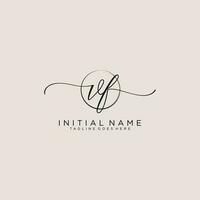 Initial VF feminine logo collections template. handwriting logo of initial signature, wedding, fashion, jewerly, boutique, floral and botanical with creative template for any company or business. vector