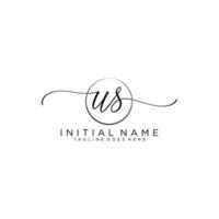 Initial US feminine logo collections template. handwriting logo of initial signature, wedding, fashion, jewerly, boutique, floral and botanical with creative template for any company or business. vector