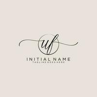Initial UF feminine logo collections template. handwriting logo of initial signature, wedding, fashion, jewerly, boutique, floral and botanical with creative template for any company or business. vector