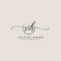 Initial VH feminine logo collections template. handwriting logo of initial signature, wedding, fashion, jewerly, boutique, floral and botanical with creative template for any company or business. vector