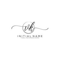 Initial VK feminine logo collections template. handwriting logo of initial signature, wedding, fashion, jewerly, boutique, floral and botanical with creative template for any company or business. vector