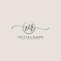 Initial VR feminine logo collections template. handwriting logo of initial signature, wedding, fashion, jewerly, boutique, floral and botanical with creative template for any company or business. vector