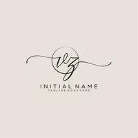 Initial VZ feminine logo collections template. handwriting logo of initial signature, wedding, fashion, jewerly, boutique, floral and botanical with creative template for any company or business. vector