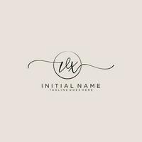 Initial VX feminine logo collections template. handwriting logo of initial signature, wedding, fashion, jewerly, boutique, floral and botanical with creative template for any company or business. vector