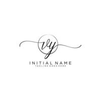 Initial VY feminine logo collections template. handwriting logo of initial signature, wedding, fashion, jewerly, boutique, floral and botanical with creative template for any company or business. vector