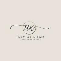 Initial UX feminine logo collections template. handwriting logo of initial signature, wedding, fashion, jewerly, boutique, floral and botanical with creative template for any company or business. vector